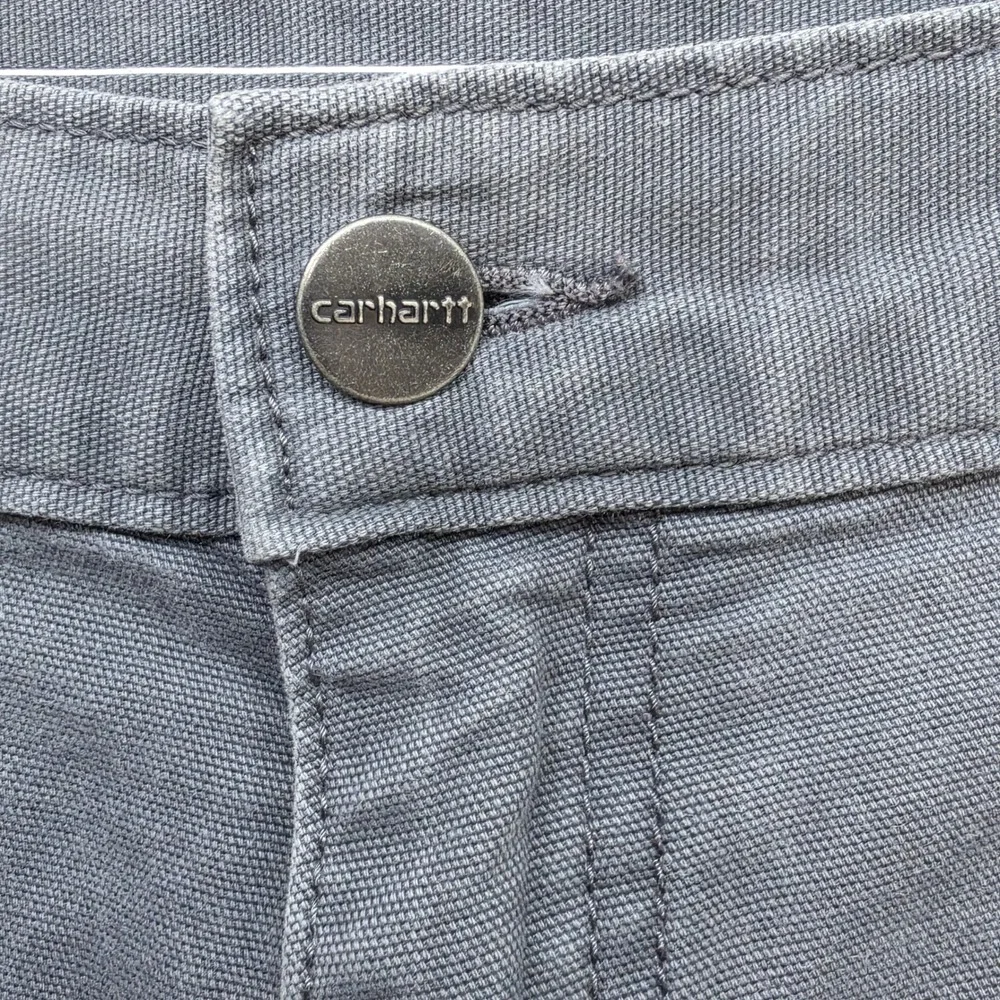 Carhartt Mens Gray Canvas Carpenter Work Shorts Utility Tool Pocket Relaxed 38